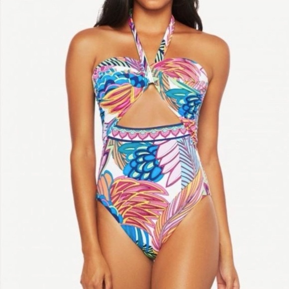 Trina Turk Paradise Plume Bandeau One Piece Size 4